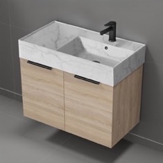 Floating Bathroom Vanity, Modern, 32 inch, Marble Style Sink
